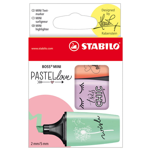 STABILO BOSS MINI Pastellove Assorted Colours Highlighter Pack of 3