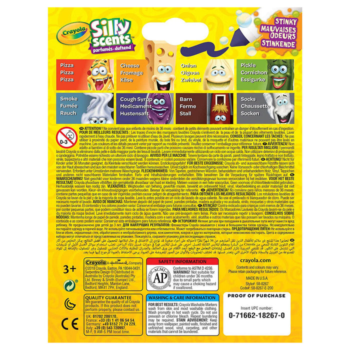 Crayola 8 Silly Scents Stinky Washable Broad Line Coloured Markers