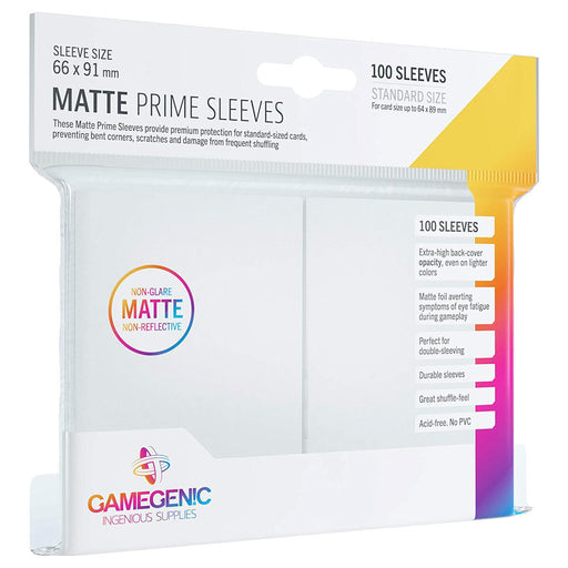 Gamegenic 100 Matte Prime Sleeves for Gaming Cards White