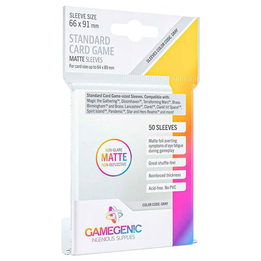 Gamegenic Standard Card Game 50 Matte Sleeves 66 x 91mm Colour Code: Gray