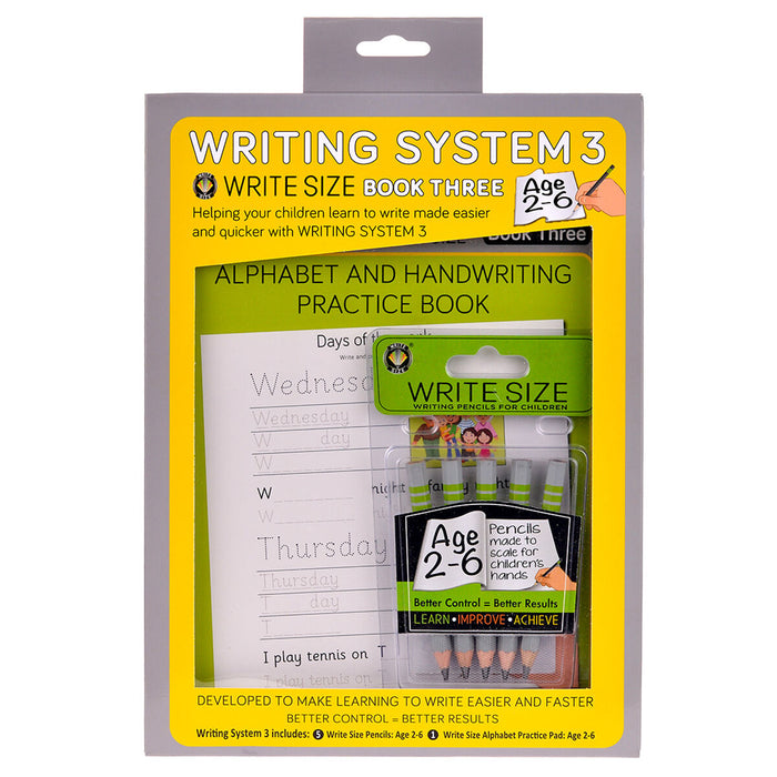 Write Size Writing System 3 Practice Pad & Pencils Set Age 2-6