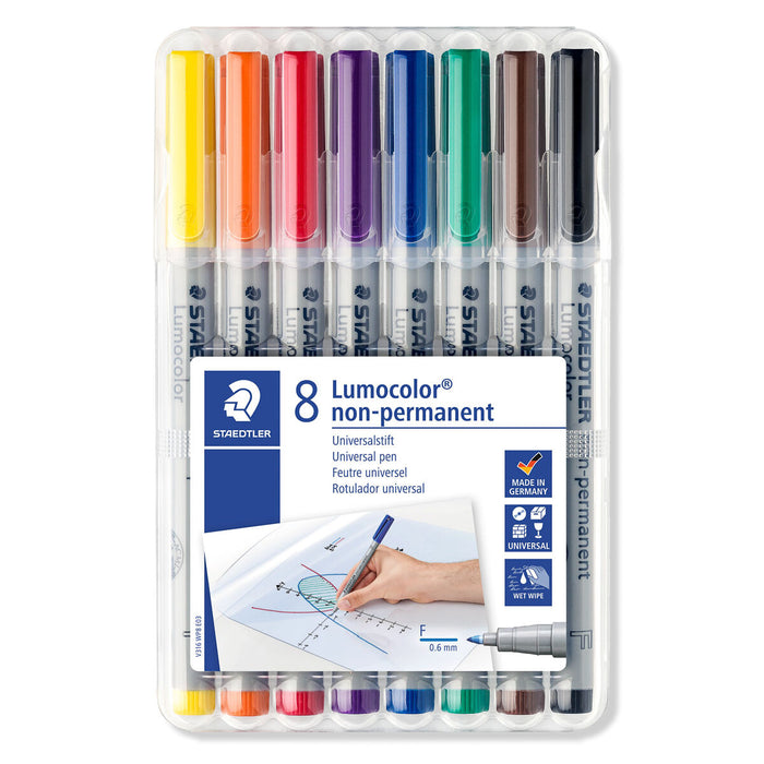 Staedtler Lumocolor Non-Permanent Universal Fine Line Pens Pack of 8