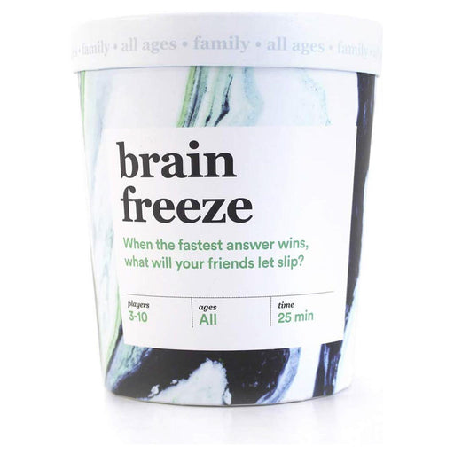 Brain Freeze card game in ice cream style tub