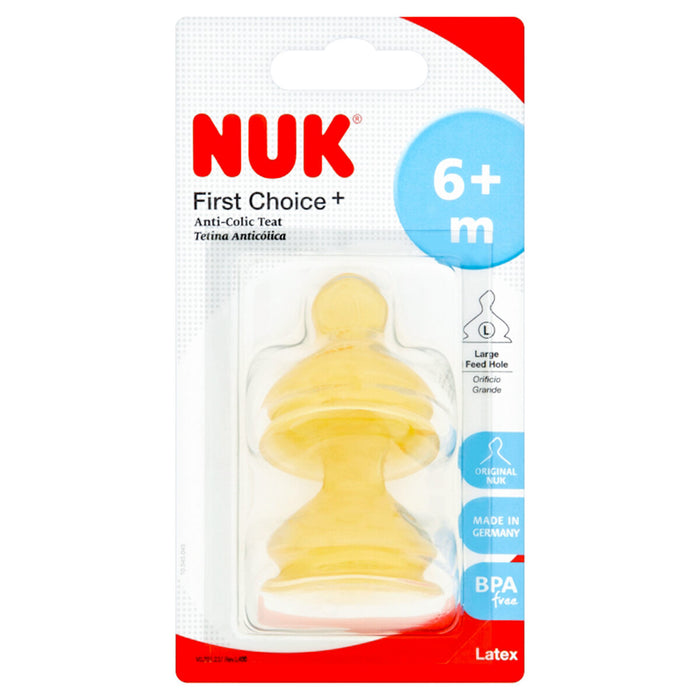 NUK First Choice Latex Teat Size 2 Large Hole (Pack of 2)