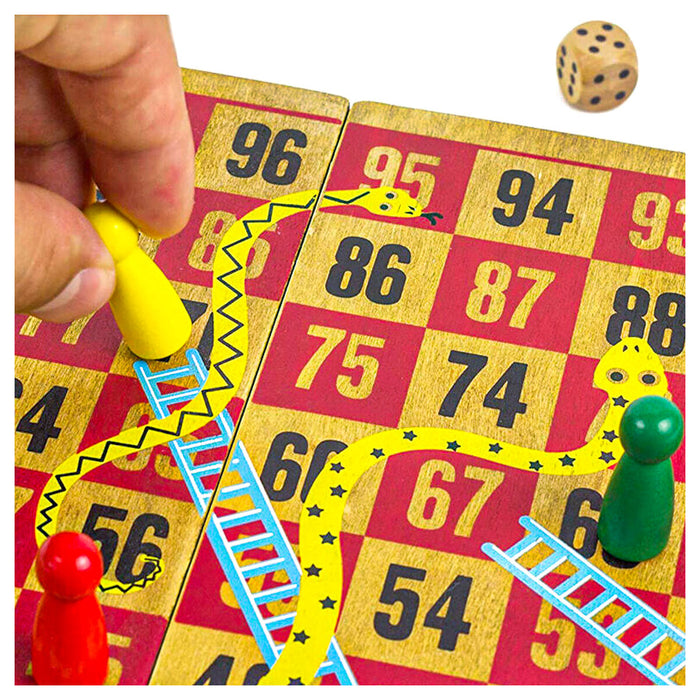 Snakes & Ladders Handcrafted Wooden Board Game