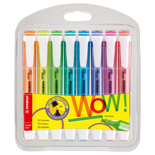 STABILO swing cool Assorted Colours Highlighter Wallet Pack of 8