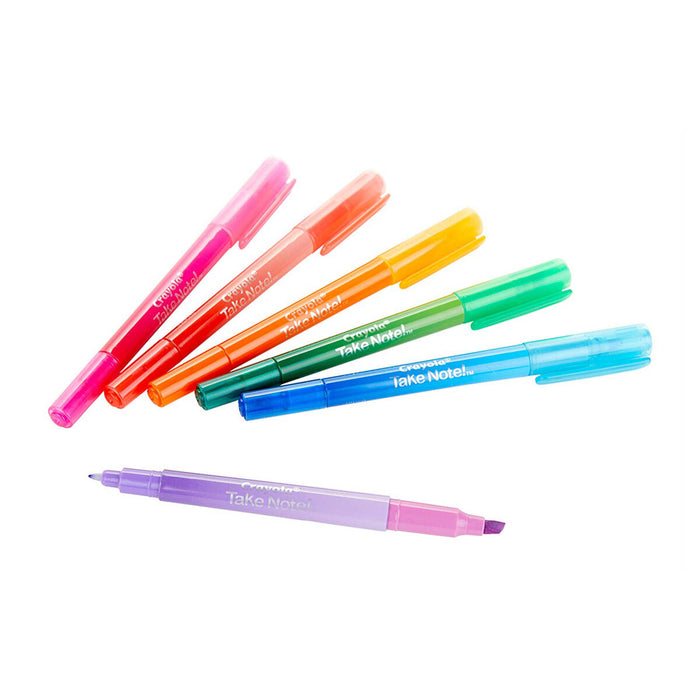 Crayola Take Note! 2-in-1 Coloured Highlighter Pens (6 Pack)
