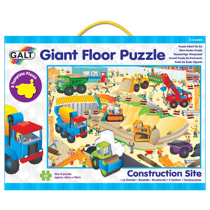 Galt Giant jigsaw Puzzles Construction Site box with yellow handle