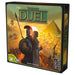 Box packaging of Duel game with image of pyramid and Spartan fighter 