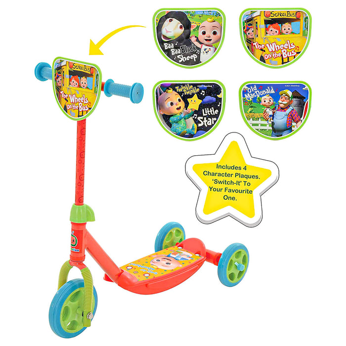 CoComelon Switch It Tri-Scooter with 4 Character Plaques