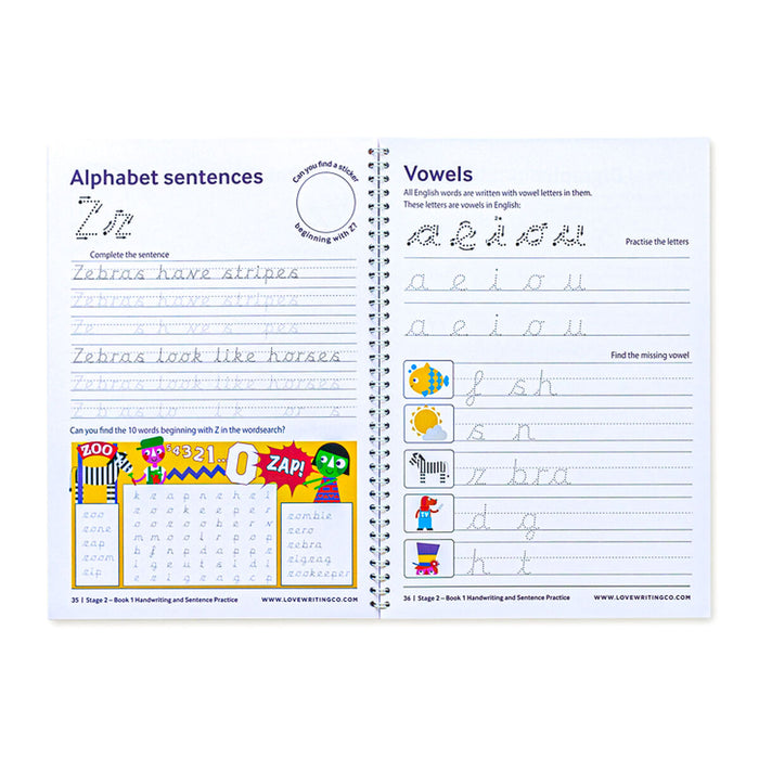 Love Writing Co. Handwriting and Sentence Practice Stage 2 Book 1 & Pencils Kit Age 6-9