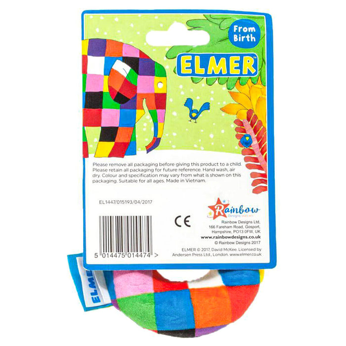 Elmer Ring Rattle Soft Toy