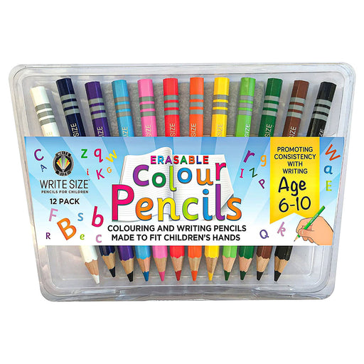 Write Size Erasable Colour Pencils Age 6-10 Pack of 12