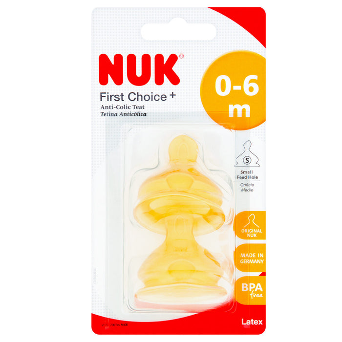 NUK First Choice Latex Teat Size 1 Small Hole (Pack of 2)