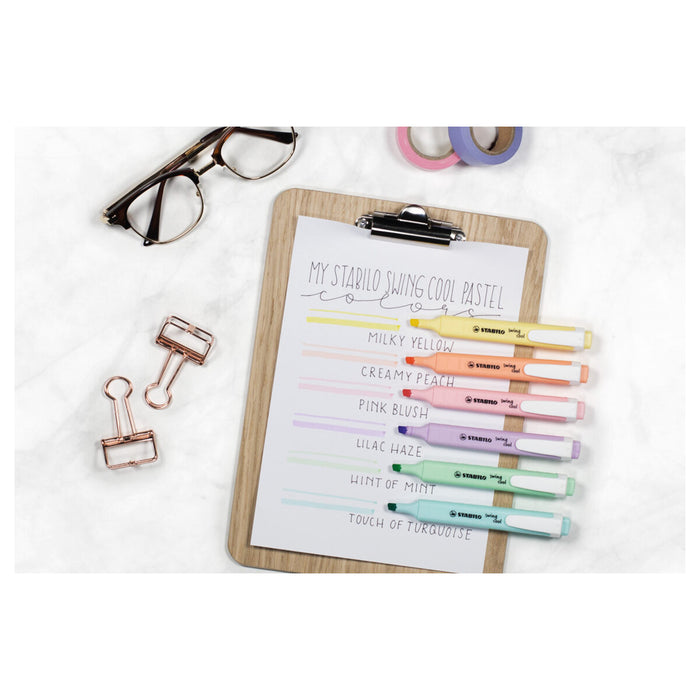 STABILO swing cool Pastel Assorted Colours Highlighter Wallet Pack of 4 