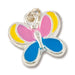 Jewellery charm in colourful butterfly with pink, yellow and blue 