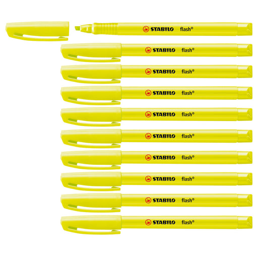 STABILO flash Yellow Highlighter Box of 10