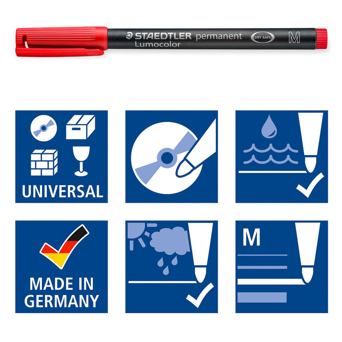 Staedtler Lumocolor Permanent Universal Medium Line Pens Pack of 4