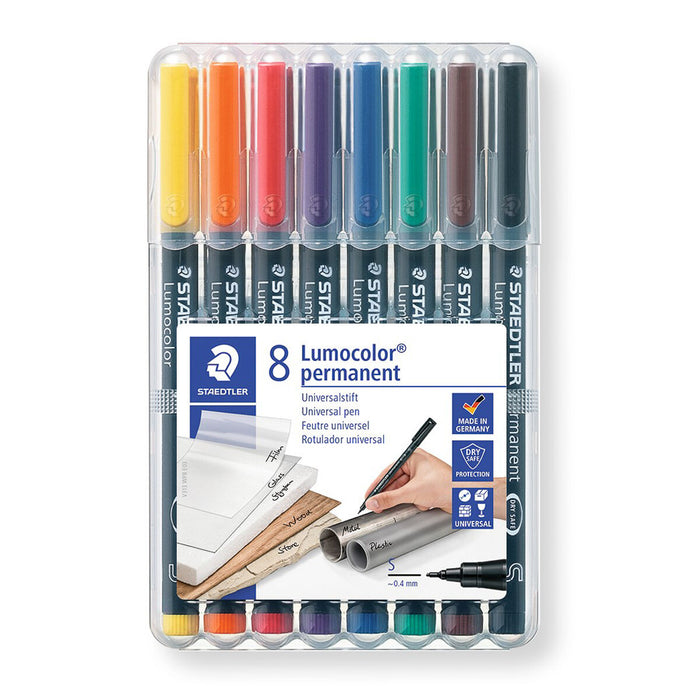 Staedtler Lumocolor Permanent Universal Superfine Line Pens Pack of 8