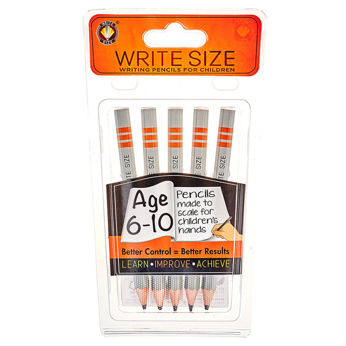 Write Size Pencils Age 6-10 Pack of 5