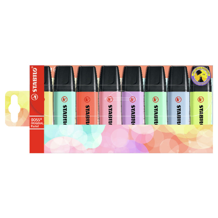 STABILO BOSS ORIGINAL Pastel Assorted Colours Highlighter Wallet Pack of 8