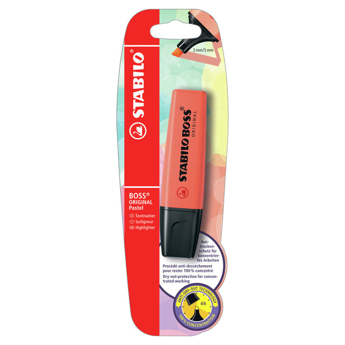 STABILO BOSS ORIGINAL Pastel Mellow Coral Red Highlighter 